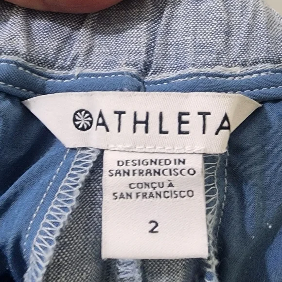 Athleta Blue Wide-Leg Linen Pants, Size 2, 100 % Linen. - Picture 7 of 9